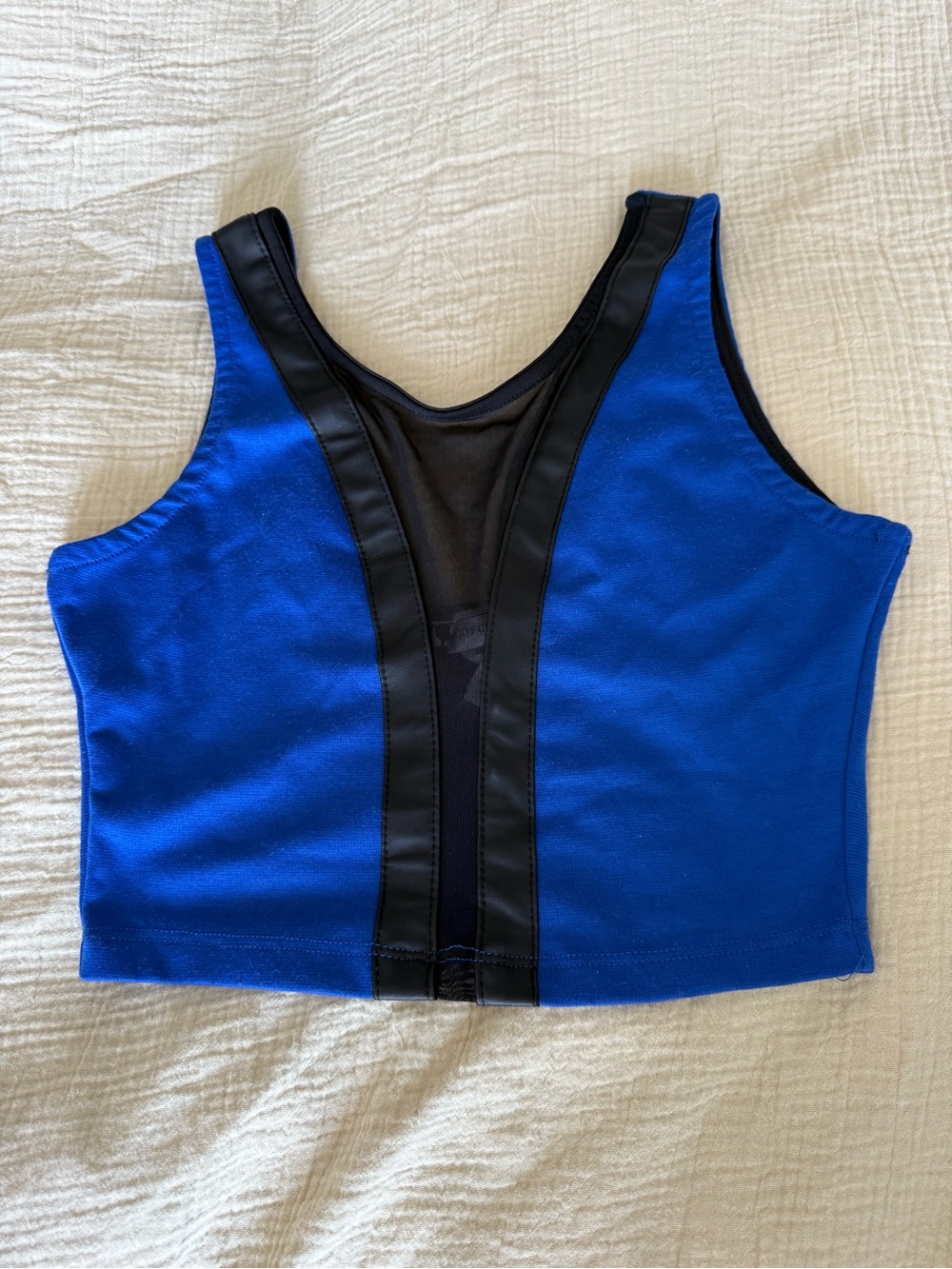 Blue and Black Athletic Crop Top